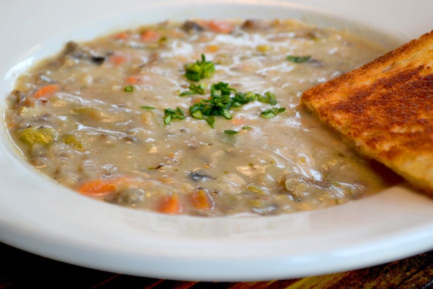 Vegan Cream of Mushroom and Wild Rice Soup