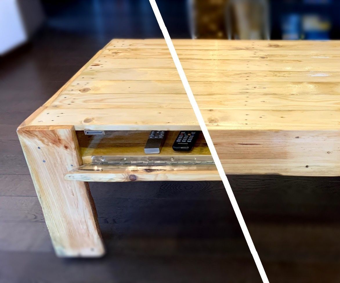 Pallet Coffee Table With Secret Compartment and Invisible Wheels