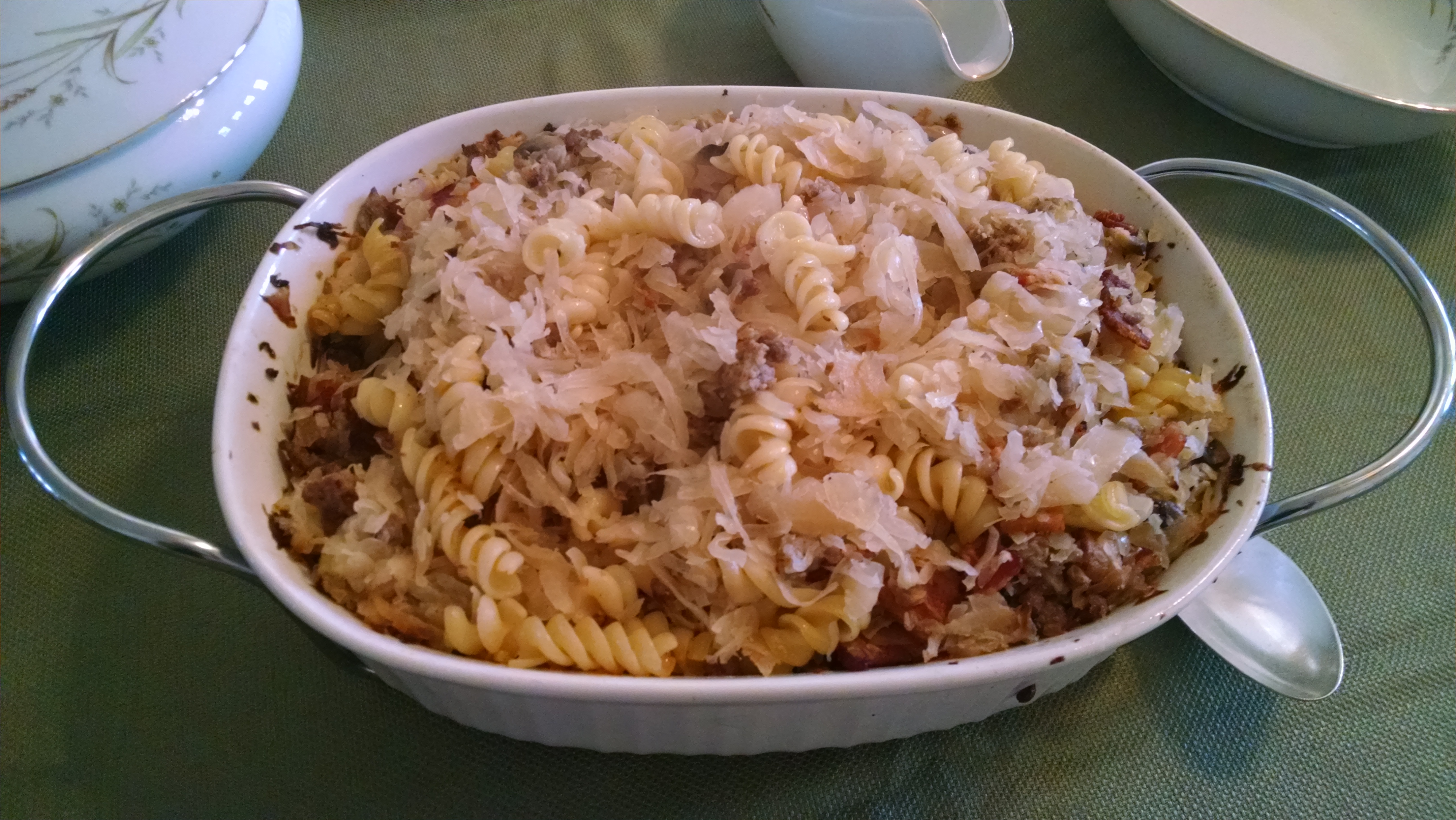 Bacon, Sauerkraut, and Pasta Bake