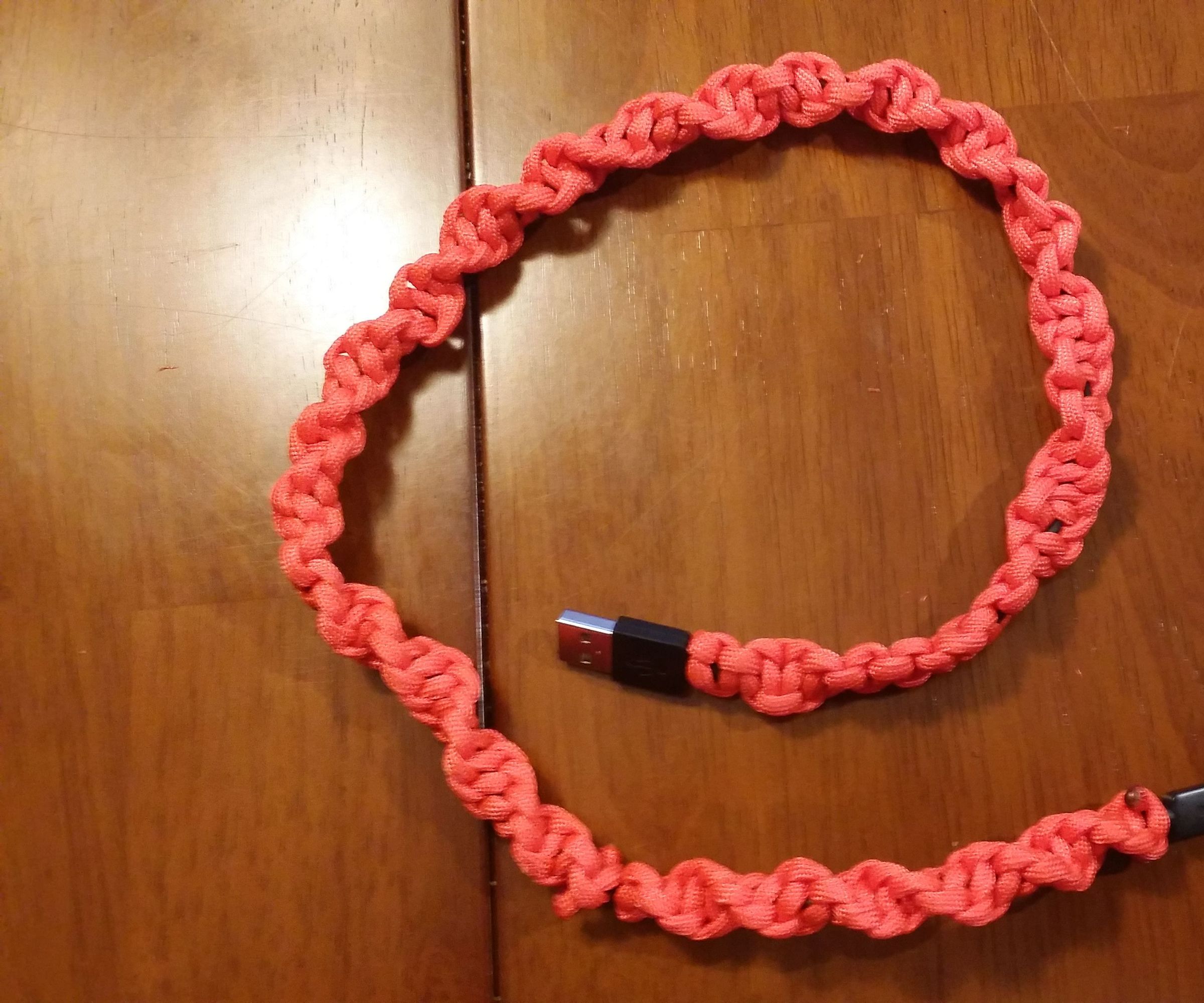 Cell Phone Charger Paracord Wrap