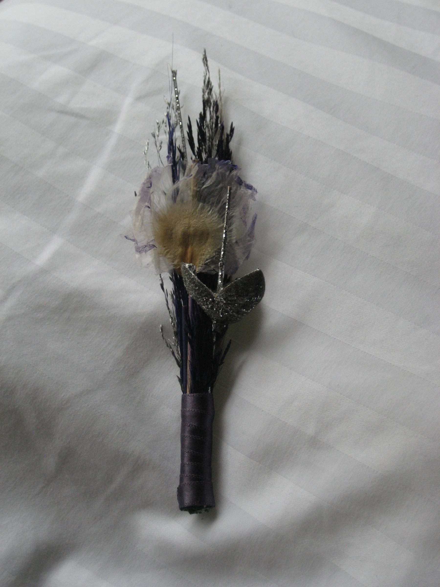 Boutonniere - Purple & Silver