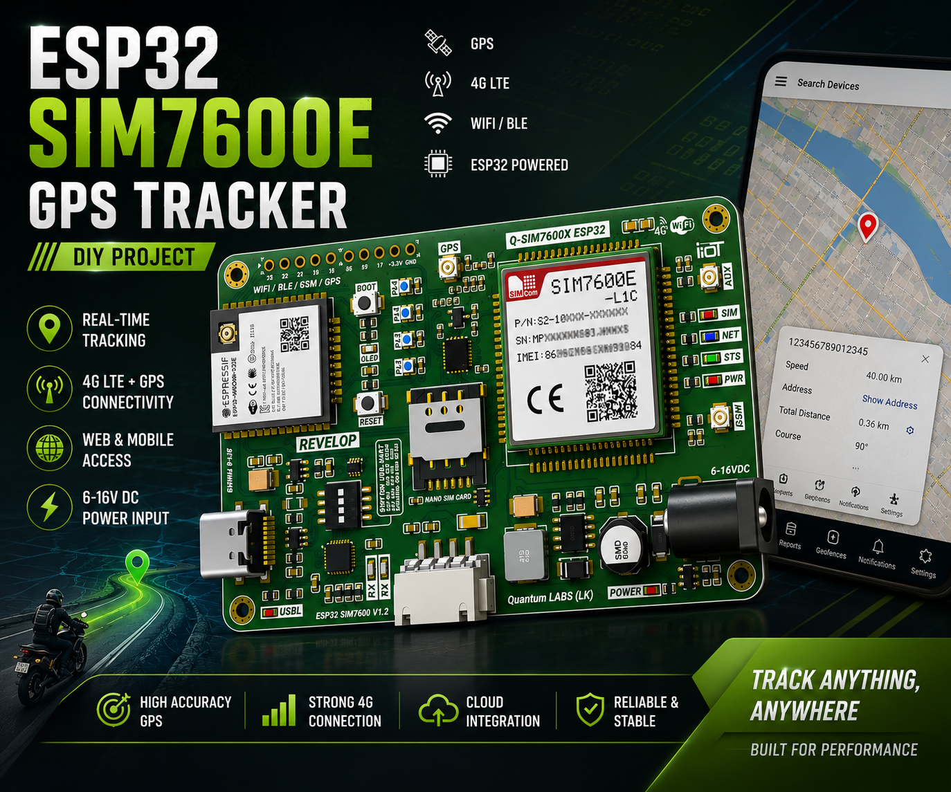 Realtime Map With Vehicle GPS Tracker - Custom PCB ESP32