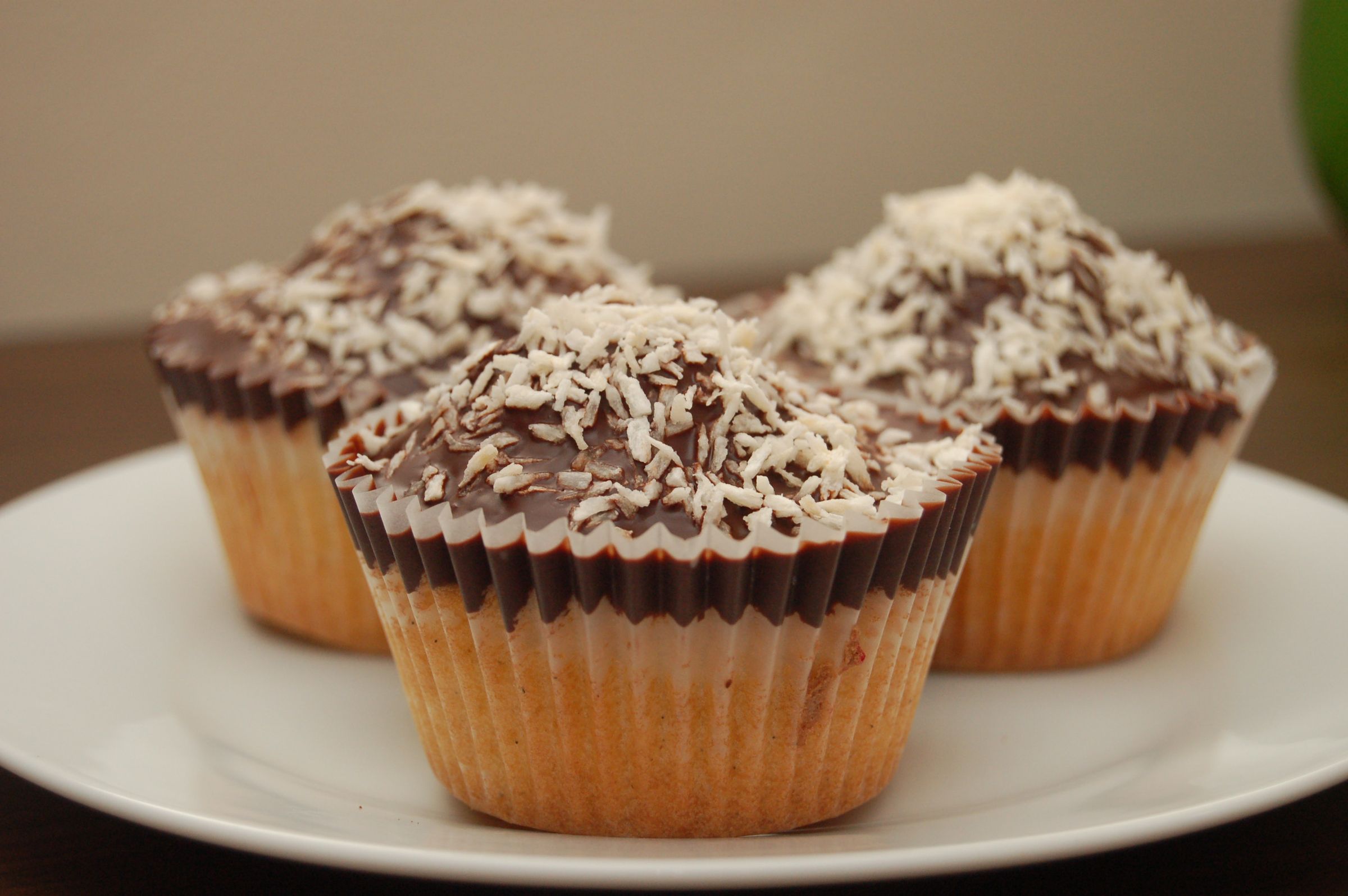 Dark Chocolate Topped Coconut Cupcakes