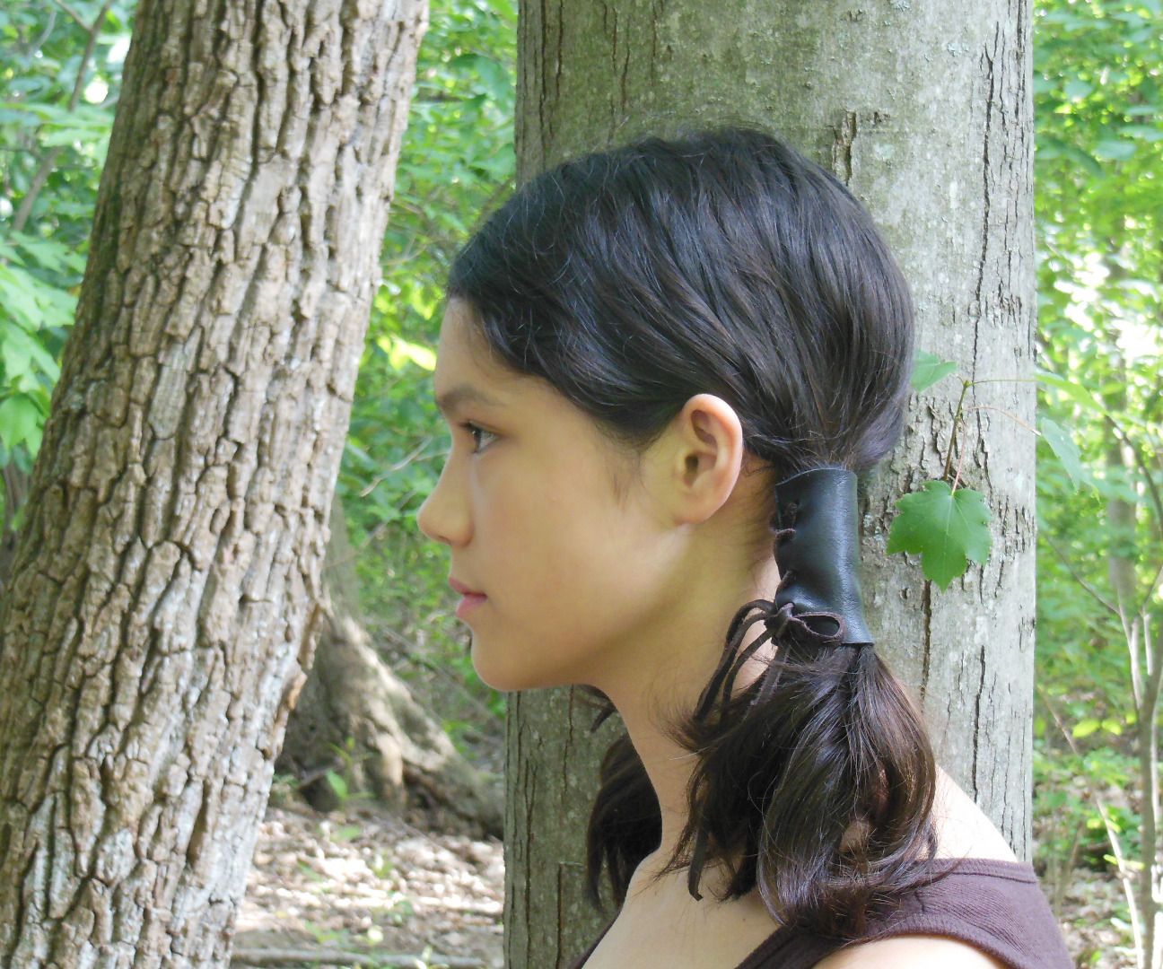 DIY leather pigtail holders