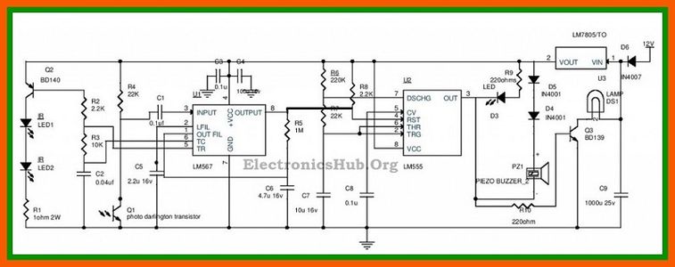 IR Sensor Based Car Parking Guard Circuit