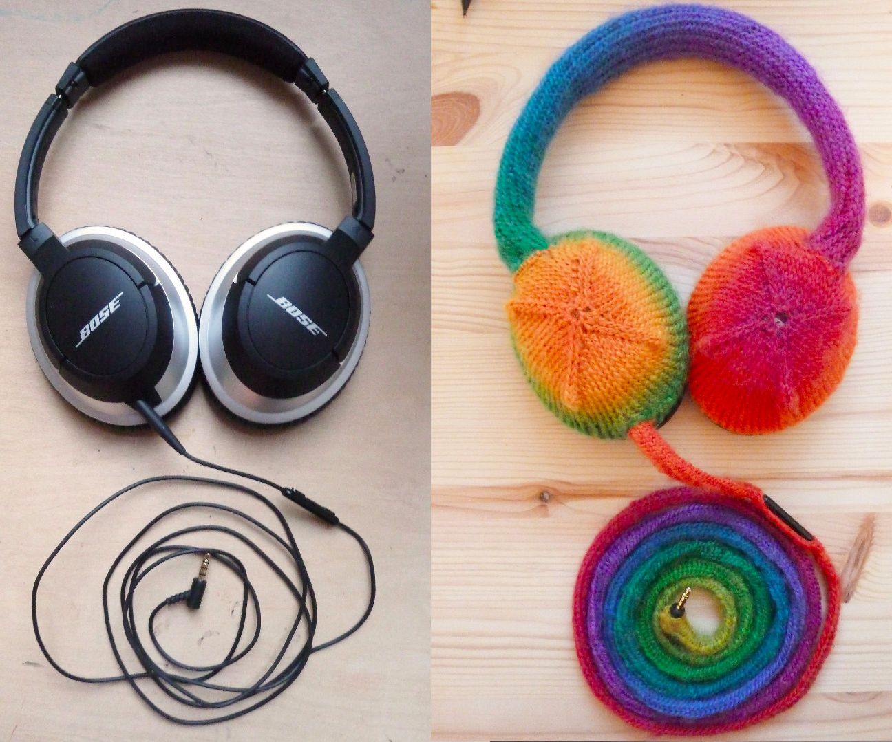 Knitted Rainbow Headphones