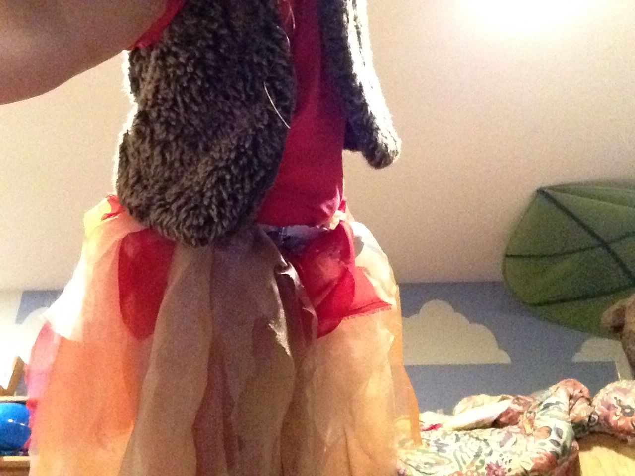 Firey Fabric-Strip High-Low Skirt