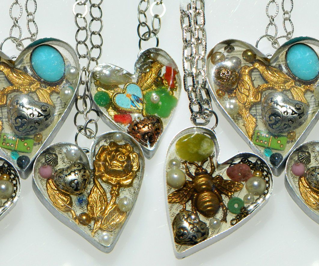 Handmade Bezel Resin Hearts