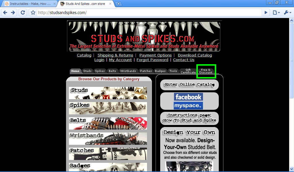 Getting free studs from www.studsandspikes.com