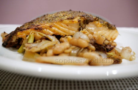 Mustard-Dill Glazed Salmon on a Bed of Deliciousness Using a Belgian Product of the Region!