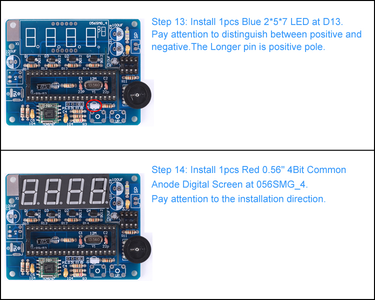 Install Blue 2*5*7 LED & Install Red 0.56" 4Bit Common Anode Digital Screen