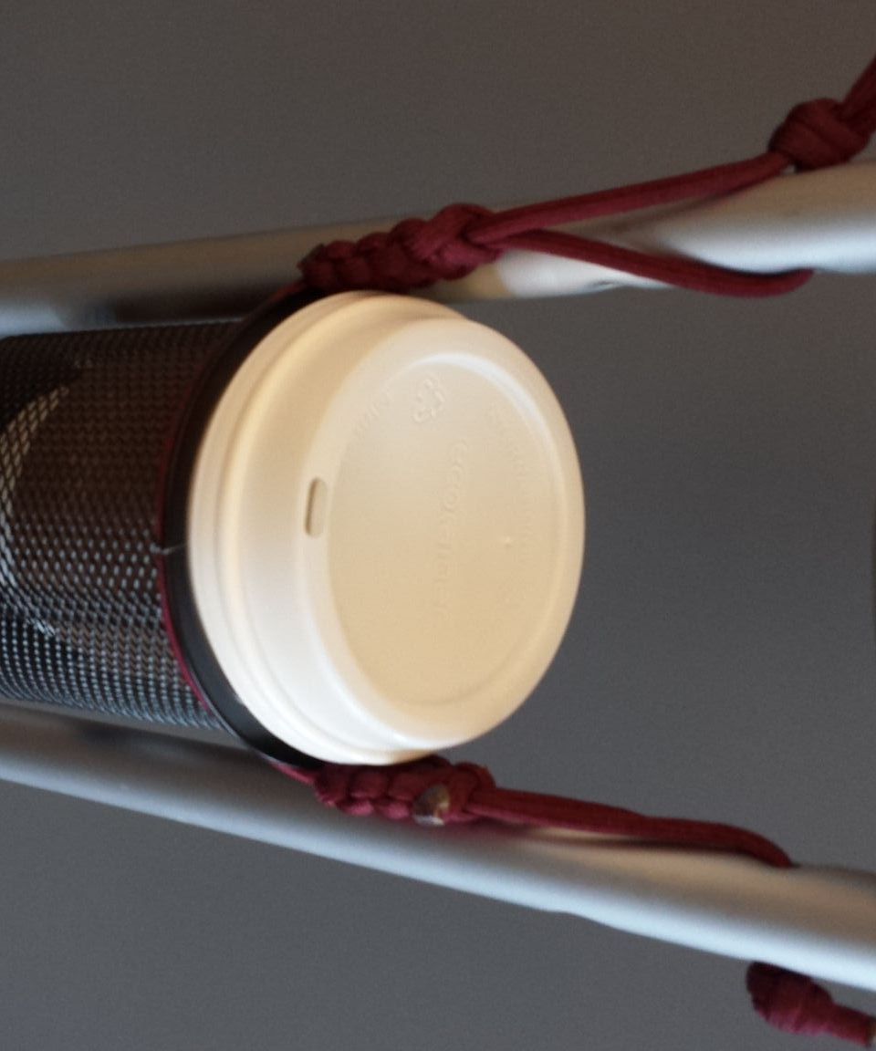 Cup holder made from paracord and an office pen cup
