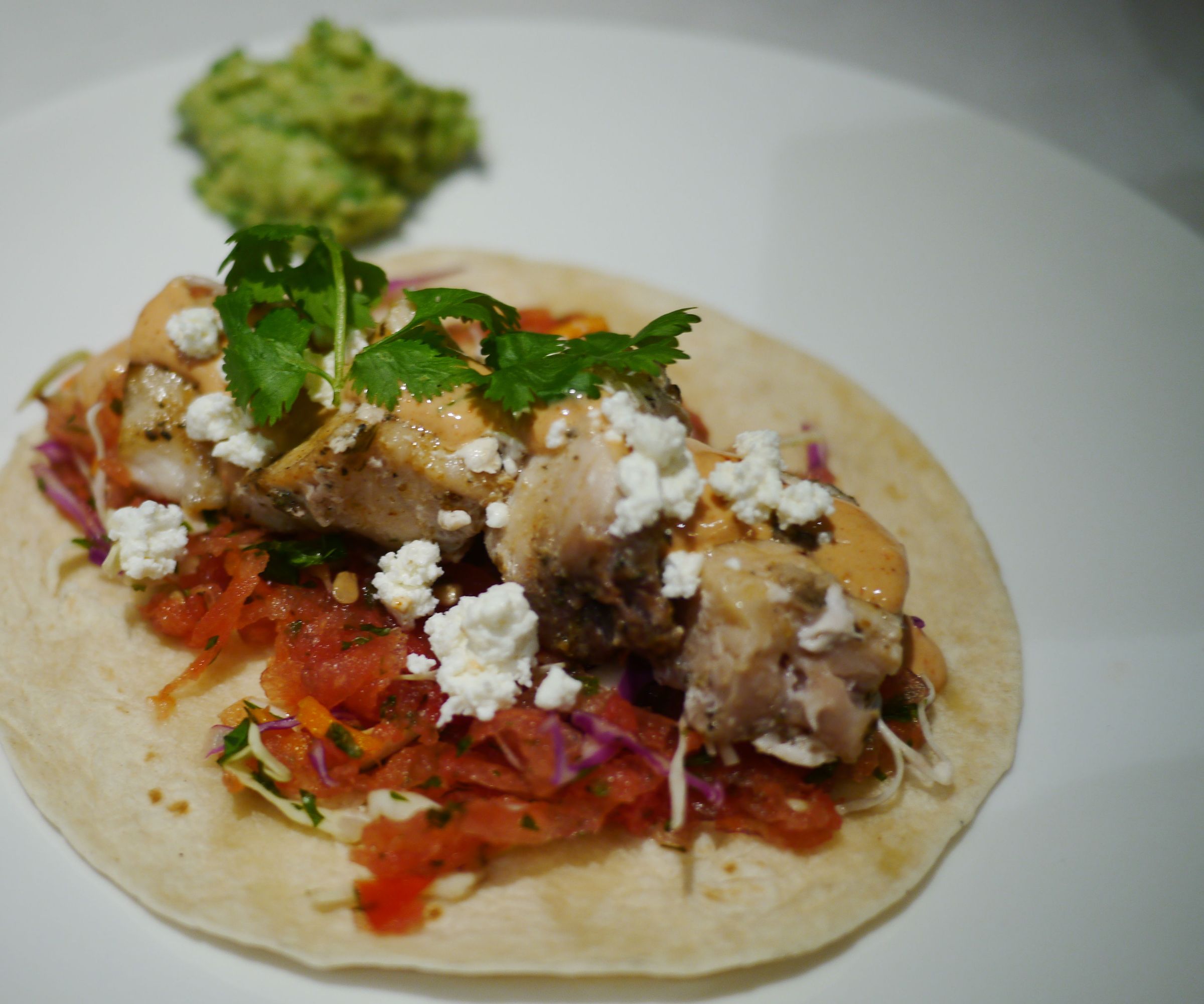 Watermelon Fish Tacos with Adobo Sauce