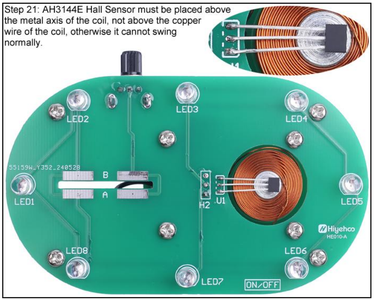 AH3144E Hall Sensor Must Be Placed Above the Metal Axis of the Coil