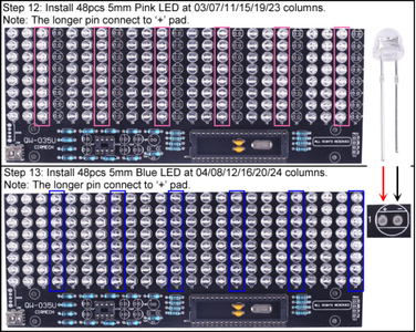 Install 48pcs Pink LED & 48pcs Blue LED