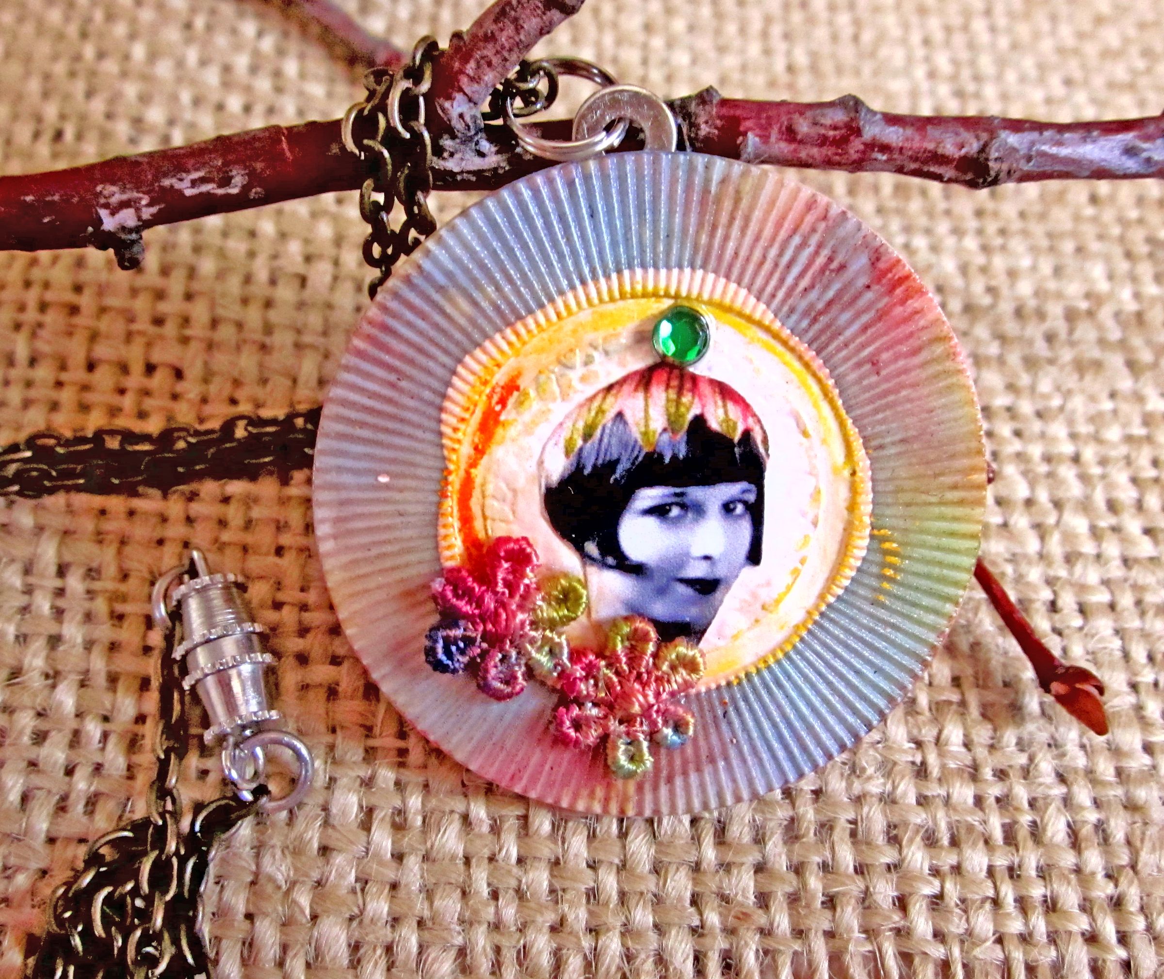 Flower Pixie Poker Chip Pendant