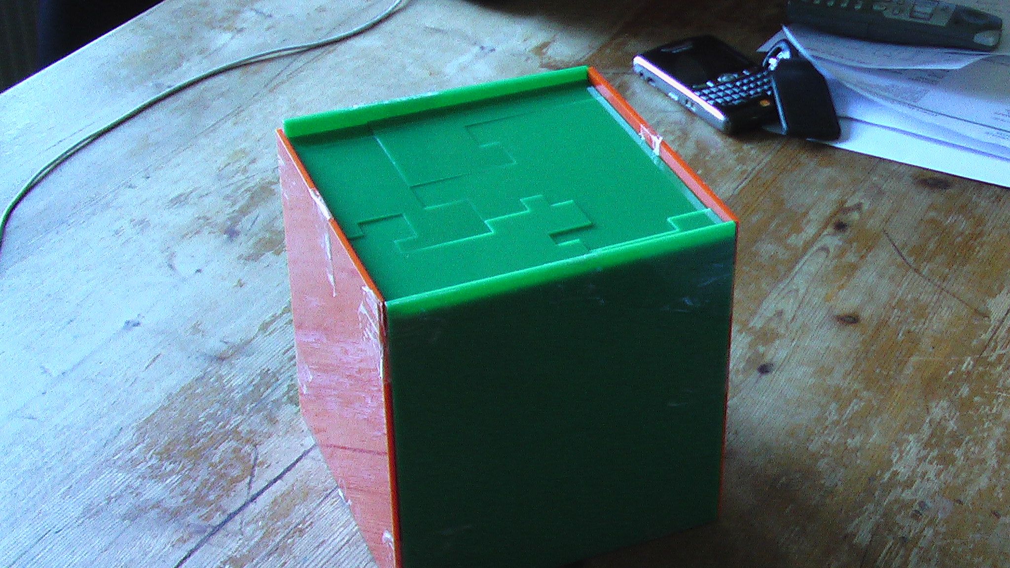 A puzzle alarm clock.