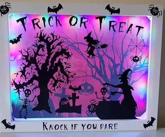 Front Door Halloween Scene Light Box