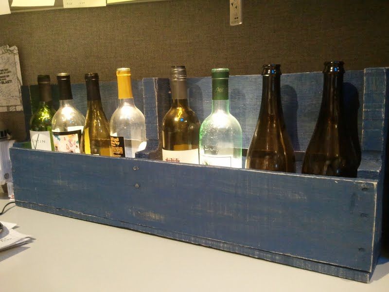 LED Lit Upcycled Wine Rack With Recycled Pallet and Bottles