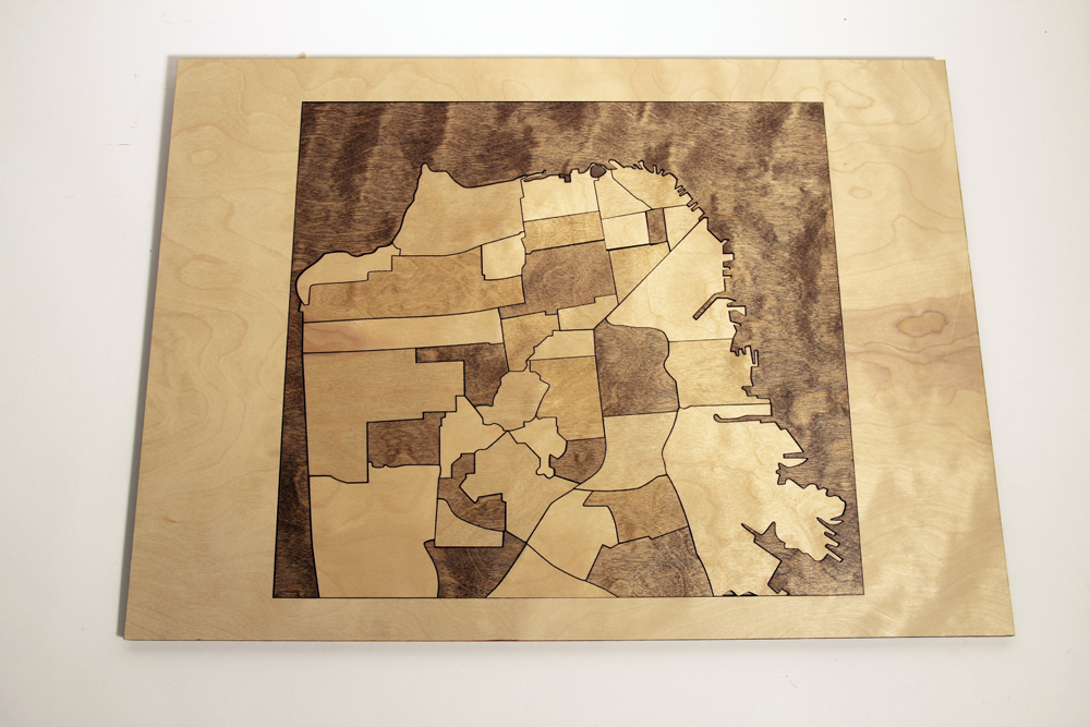 San Francisco Neighborhood Wood Wall Map
