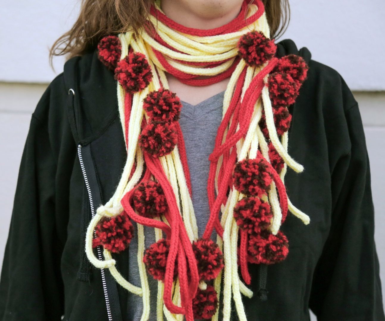 Spaghetti and Meatball Knit Scarf