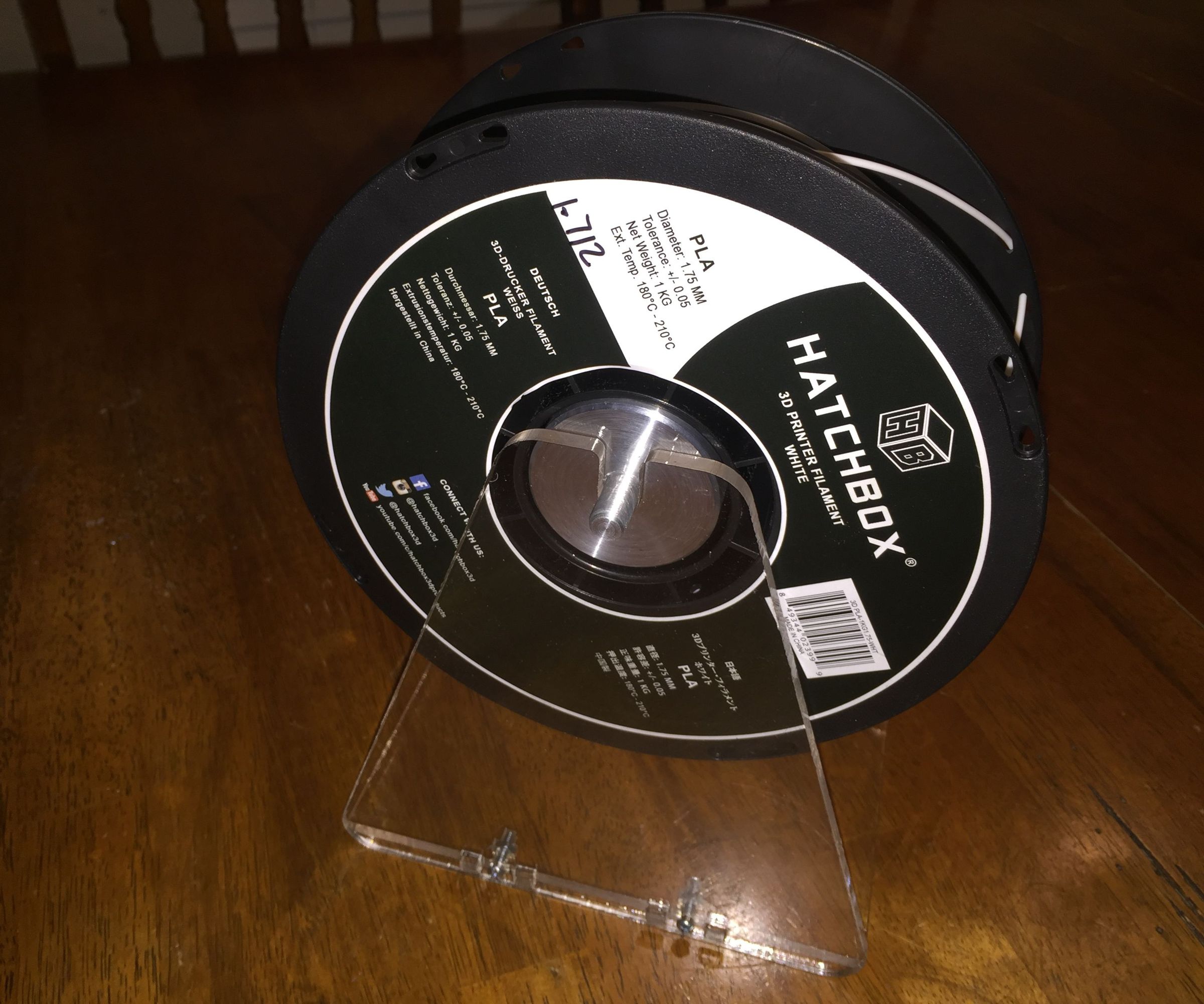 Acrylic 3D Printer Filament Spool Holder - Laser Cut With Aluminum Mandrel