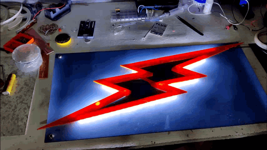 3D Printed Glowing Lightning Bolt Logo