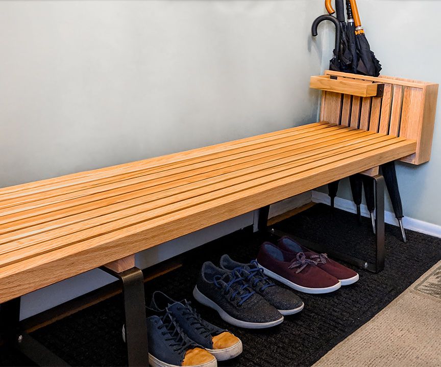 Modern Slatted Shoe Bench