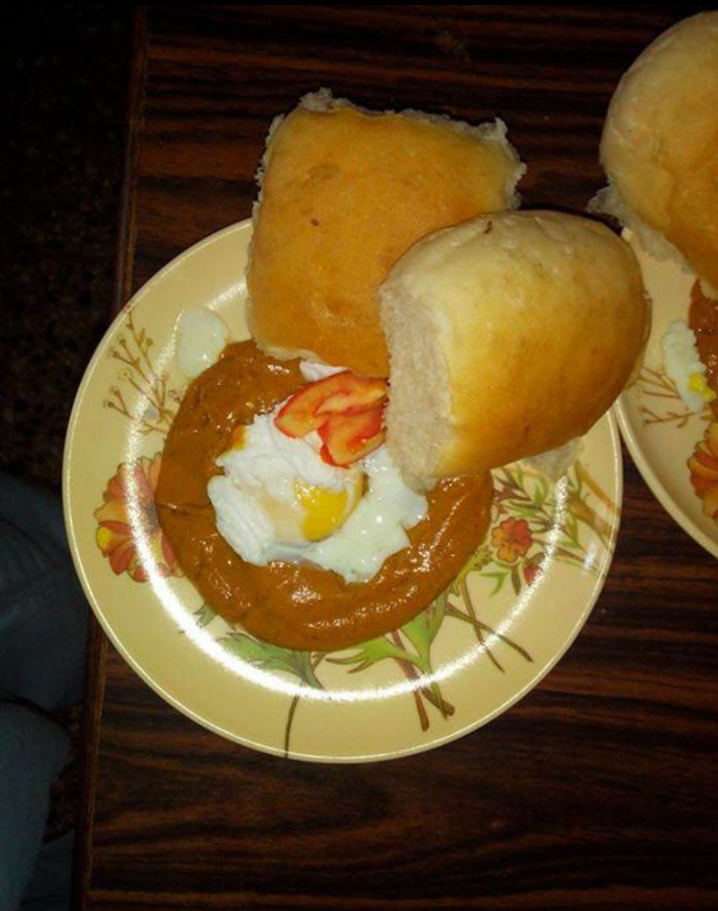 poached egg with Indian spicy tomato puree