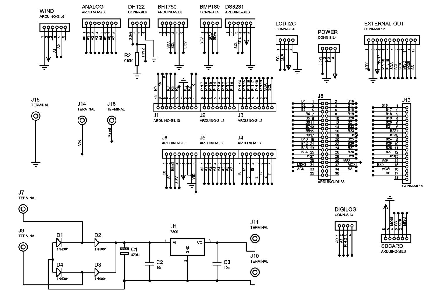 Arduino Based Weather Station : 9 Steps Circuit Diagram