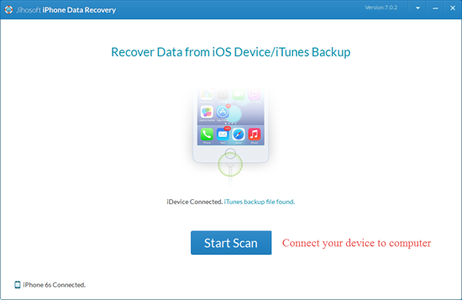 Download & Launch Jihosoft IPhone Data Recovery and Connect Your Device to Computer