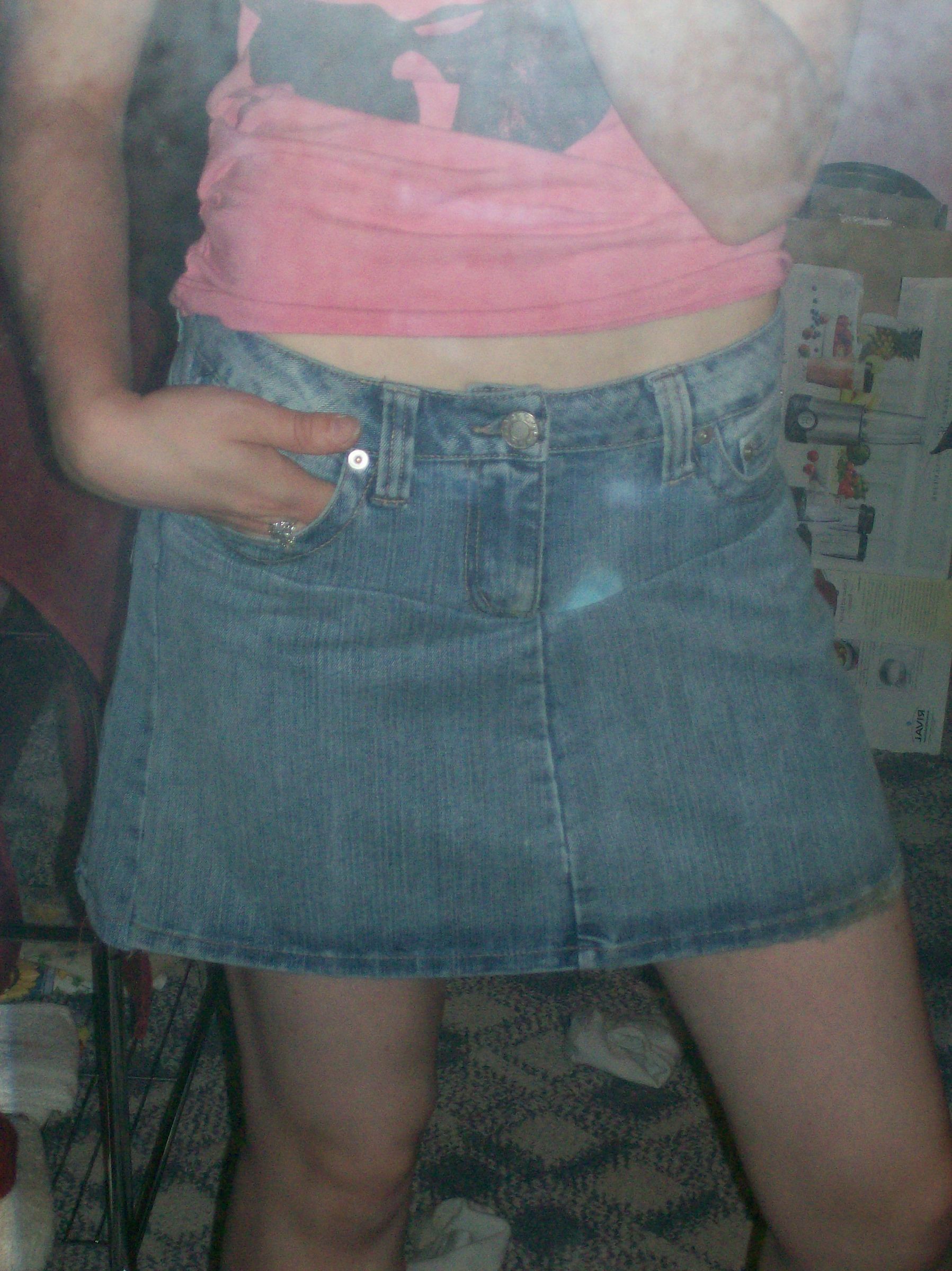 Turned Ruined Jeans Into an A-line Skirt!