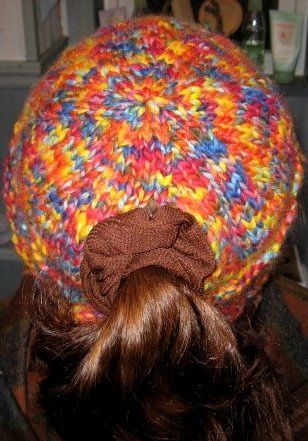 LionBrand Landscapes in the Ponytail Hat