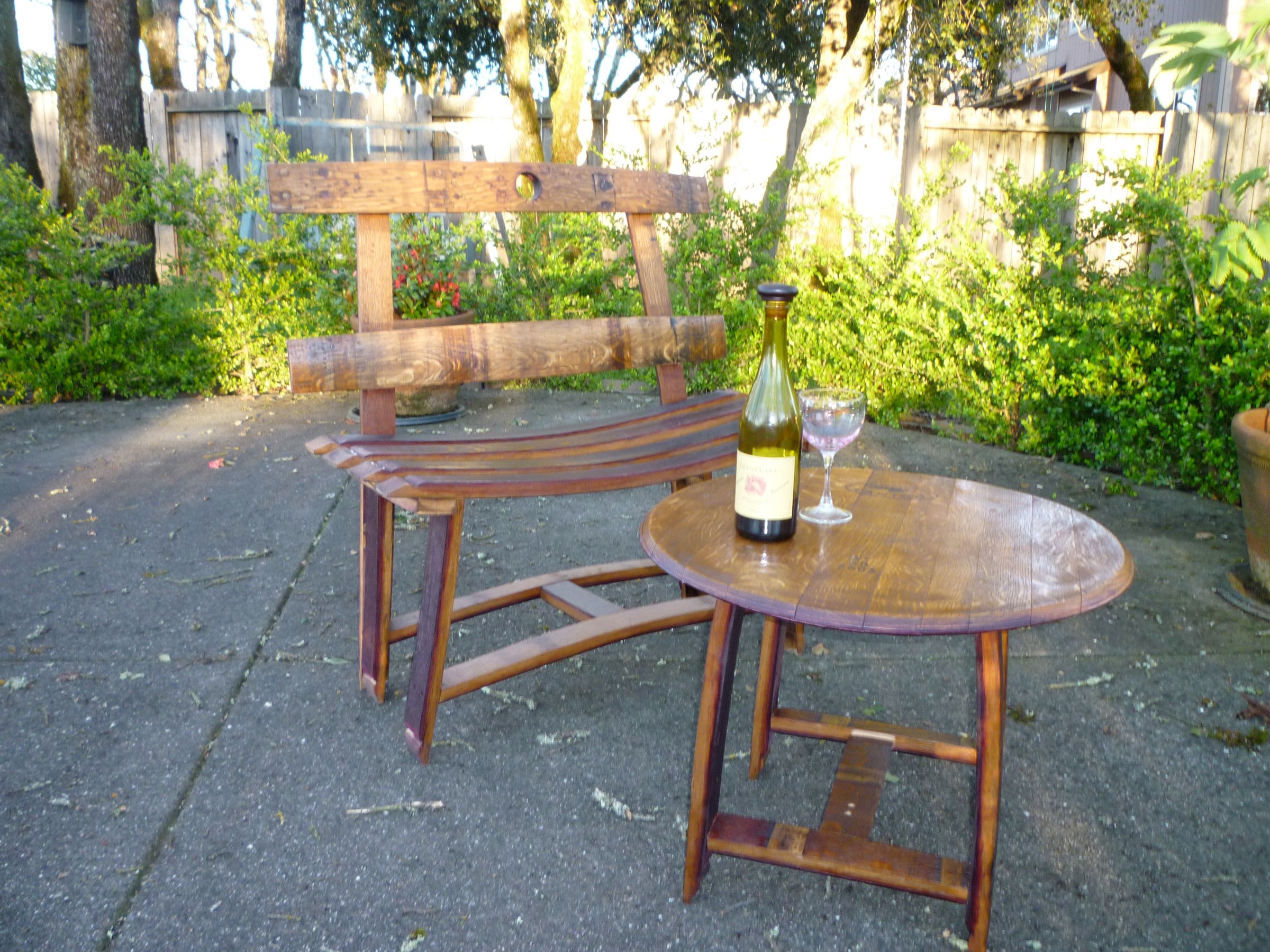Barrel Stave Garden Bench