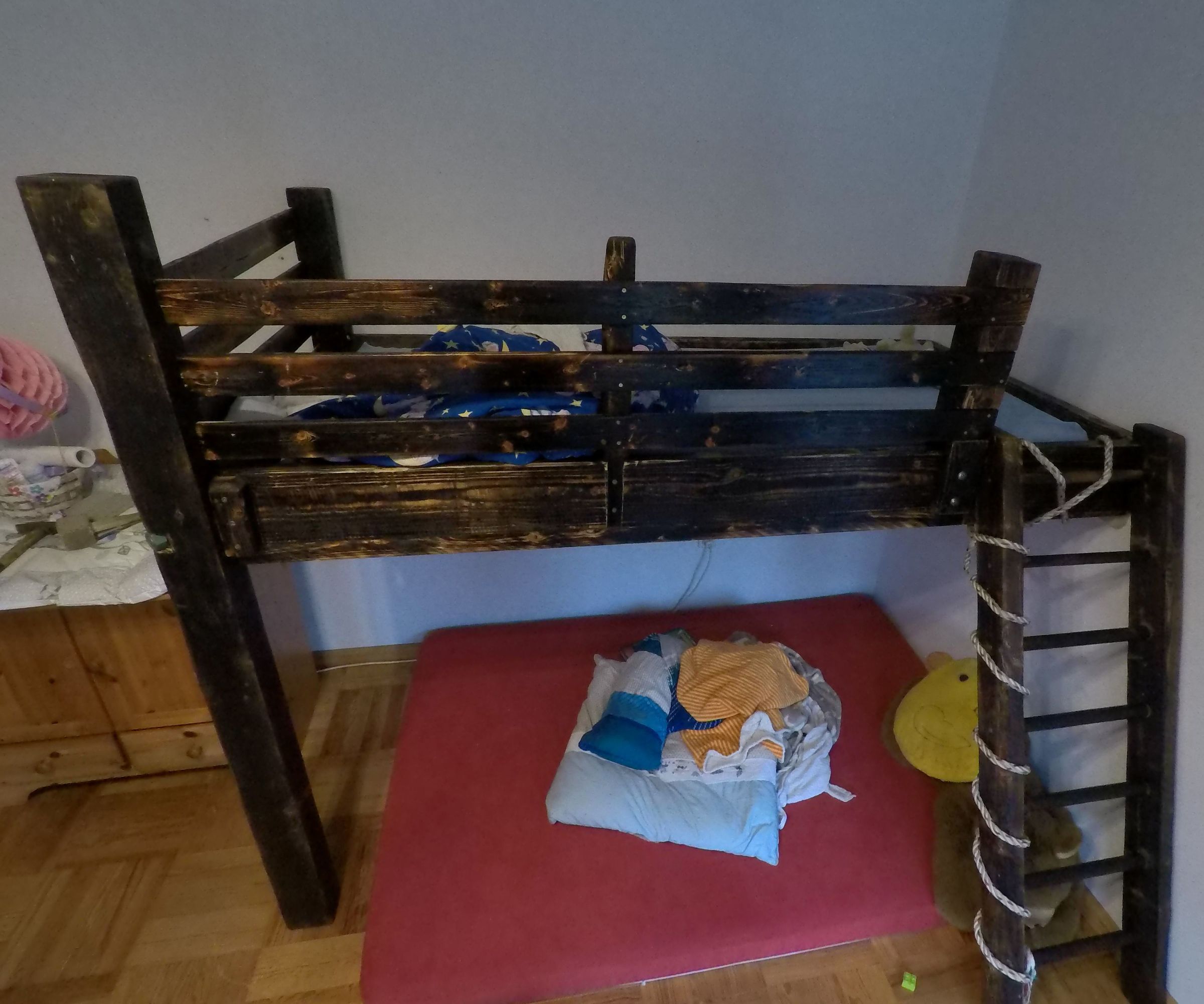 Bunk Bed Out of Reclaimed Wood and With Fire-finish