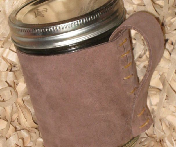 Mason Jar Coffee Mug Leather Cover