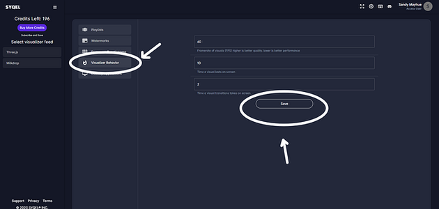 Setting Your Visualizer’s Behavior
