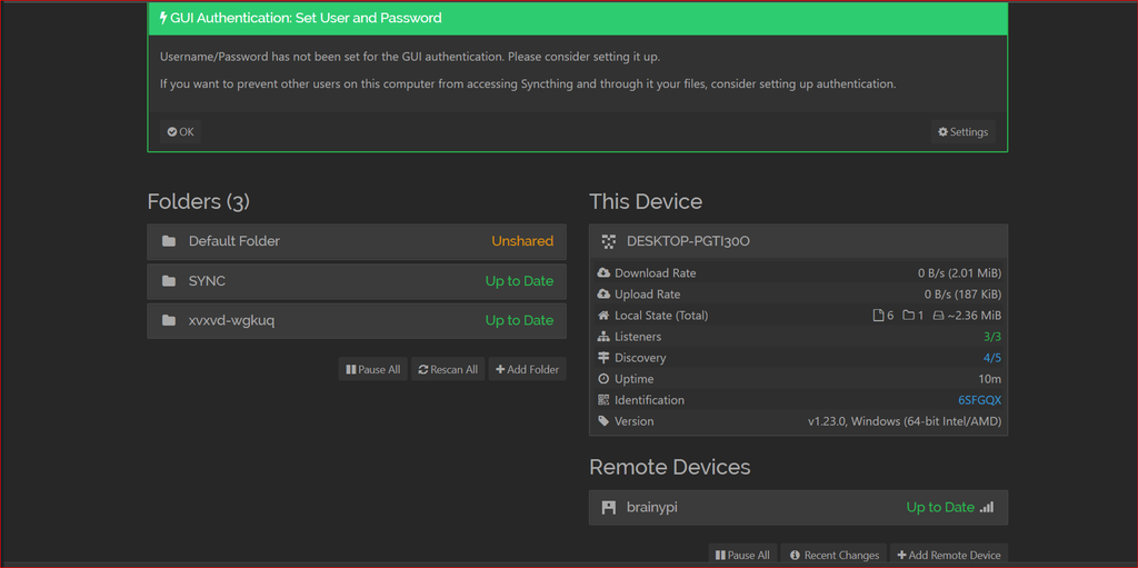 Using Syncthing for Backups On Brainy Pi