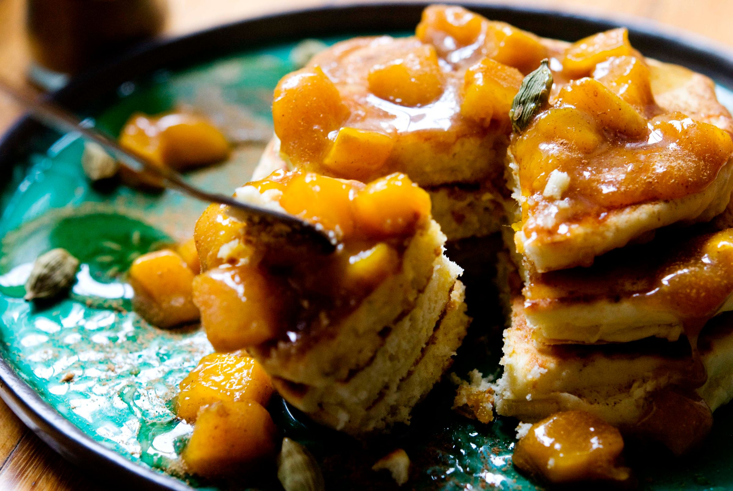 Indian Flavor Pancakes With Mangoes