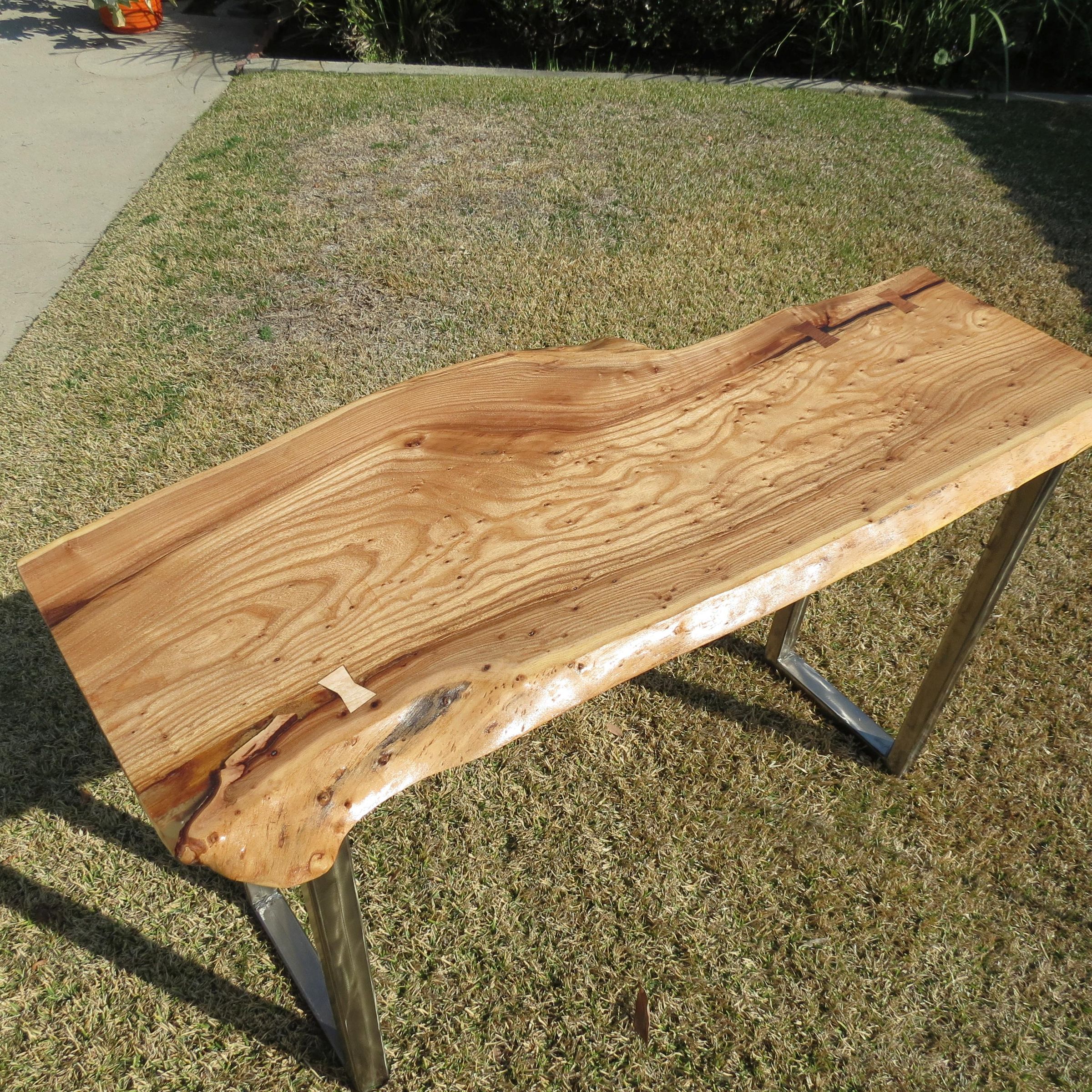 Plane down a large wood slab