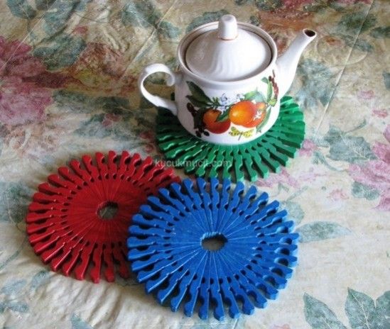 Teapot Mat DIY Projects With Pegs and Caps