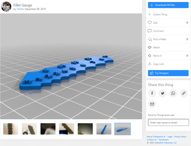 Fillet Radius Gauge (Download From Thingiverse)