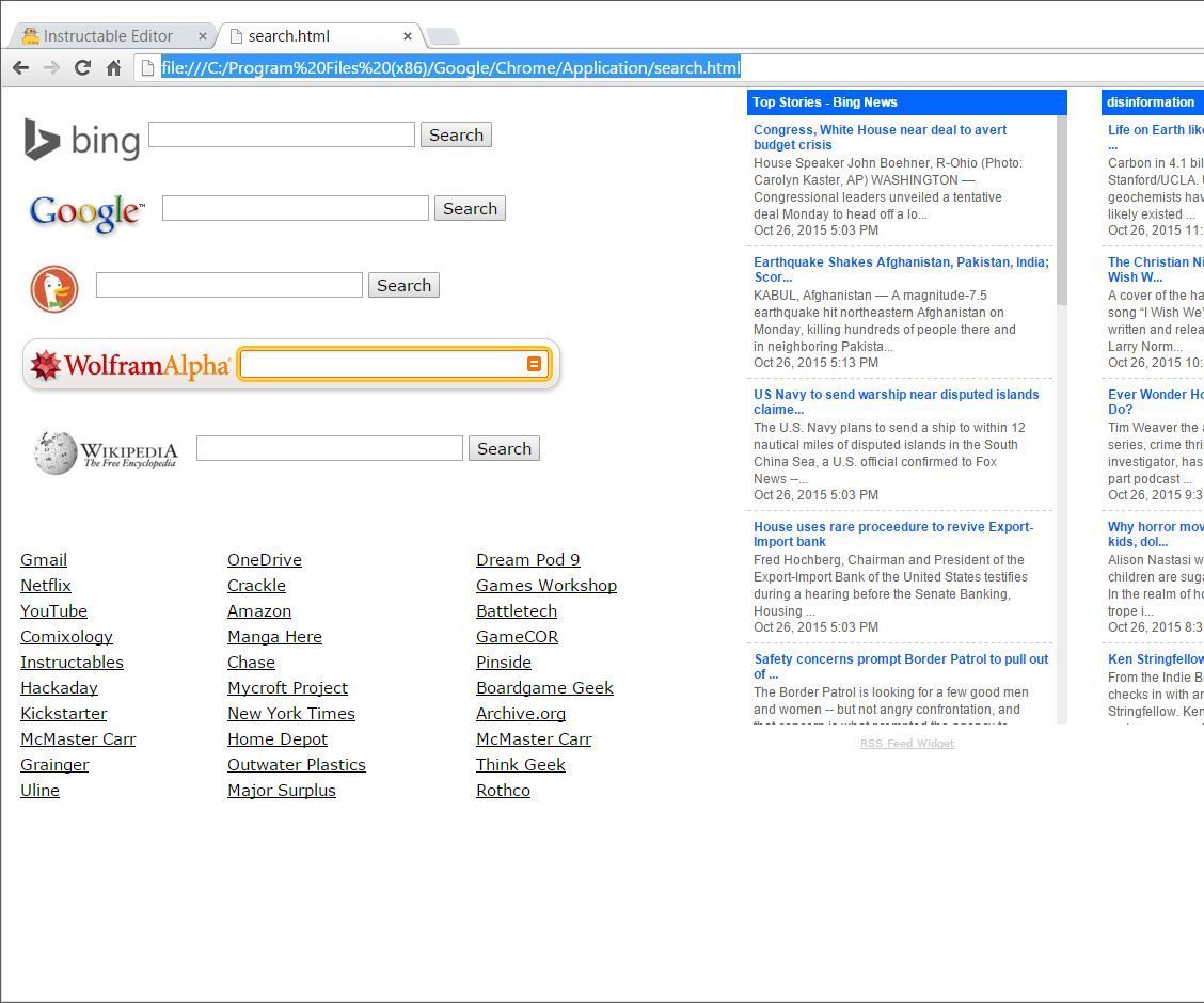 Custom Web Browser Start Page
