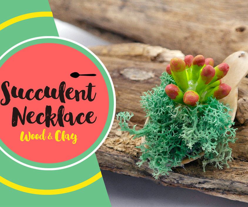 DIY Tutorial-How to Make a Succulent Necklace! With Wood & Polymer Clay! 