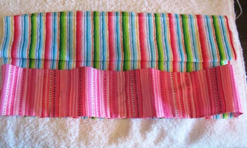 Fit Pocket Strip to Backing.  Sew Pocket Strip Down.