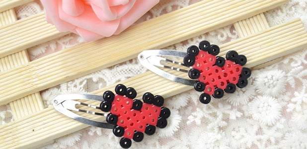 Make Perler Bead Heart Hair Clips Patterns for Little Girls