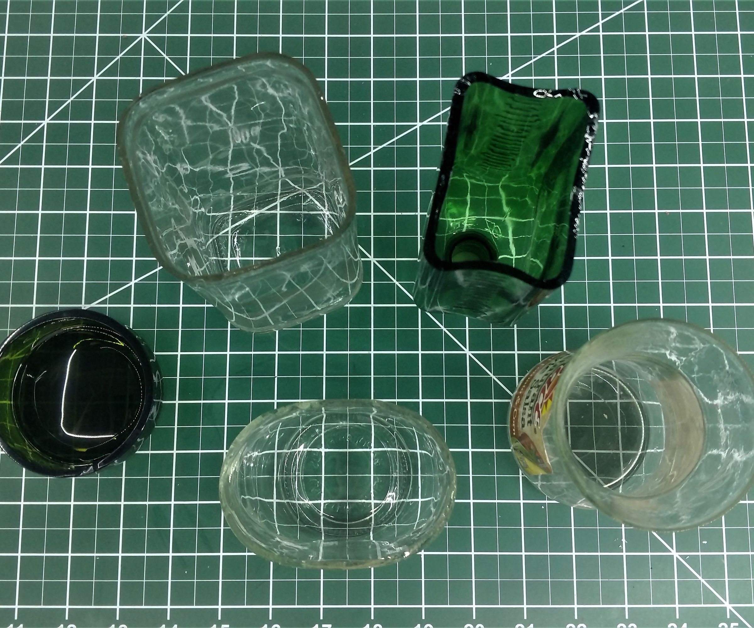 Cut Square and Odd Shaped Glass Bottles