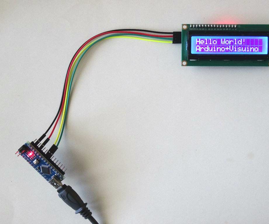 Arduino Nano: I2C 2 X 16 LCD Display With Visuino