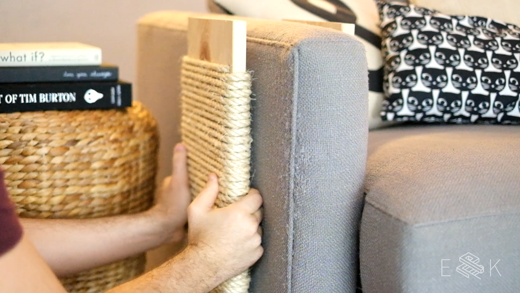 Diy couch sales corner scratching post