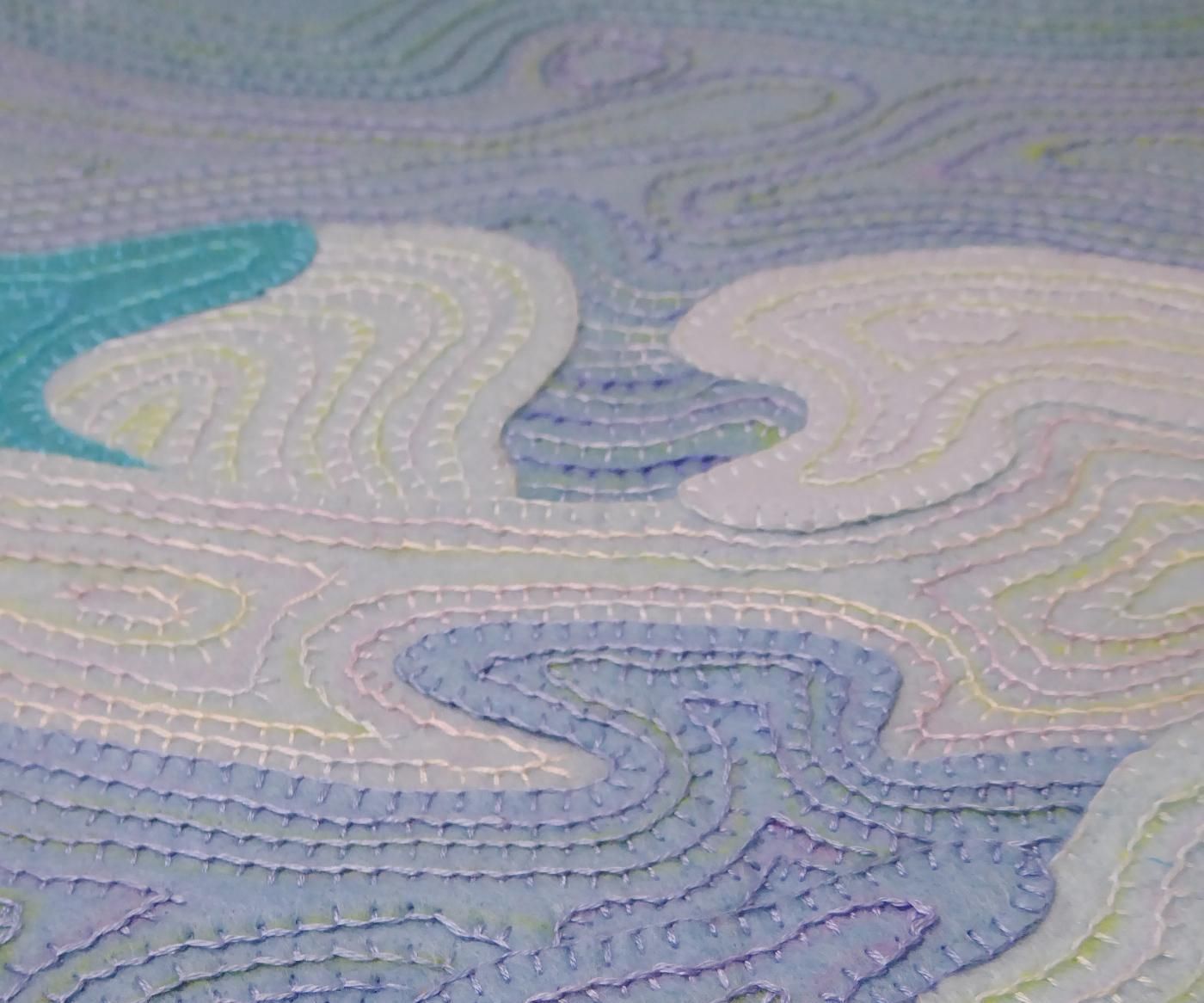 Seascape/Skyscape Embroidery Using Only One Stitch: Blanket Stitch – How to Use Up Small Scraps of Felt and Turn Them Into a Landscape Abstract Art Piece